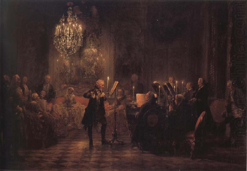 Adolph von Menzel The Flute concert of Frederick the Great at Sanssouci oil painting picture